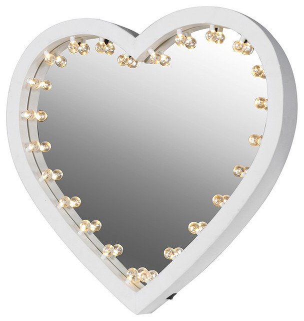 White Metal Heart Shaped Mirror Contemporary Wall Mirrors by