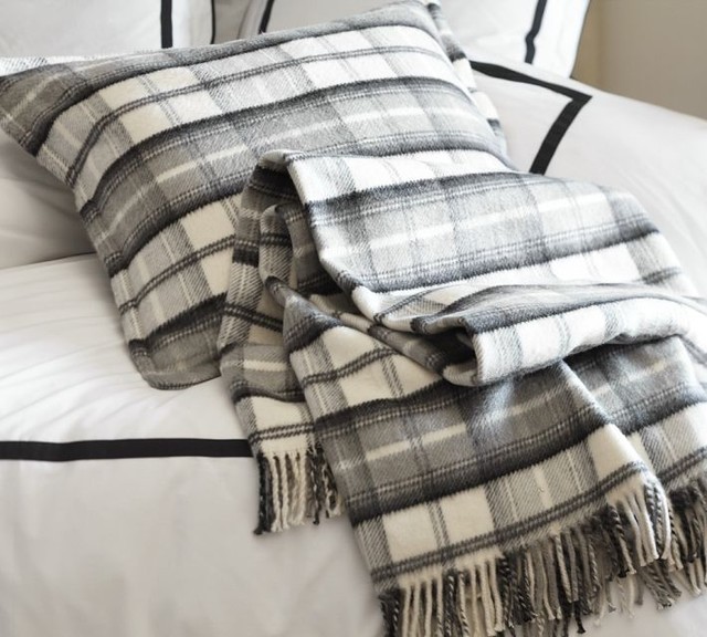 Plaid Fringed Blanket Traditional Blankets by Pottery Barn