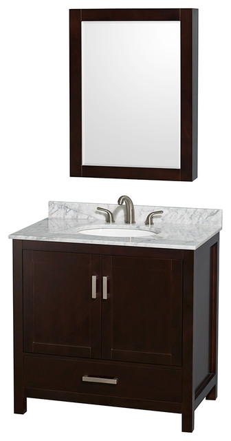  Vanity, Carrera Marble Top, Round Sink transitionalbathroomvanities