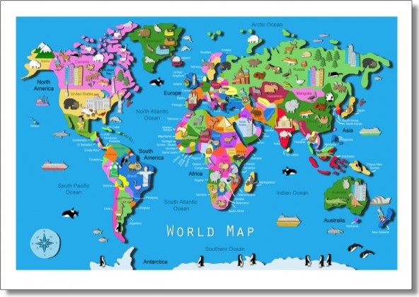 Kids World Map - Contemporary - Kids Wall Decor - london - by ...