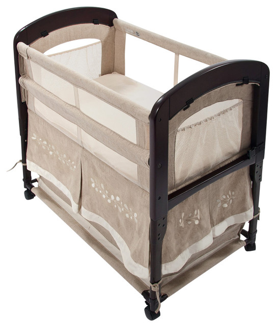 Arm's Reach Cambria Wood CoSleeper with Skirt, Linen Cradles And by Our Baby Our