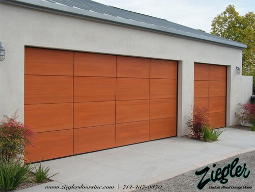 Garage Doors Stained with Orange Stain 
