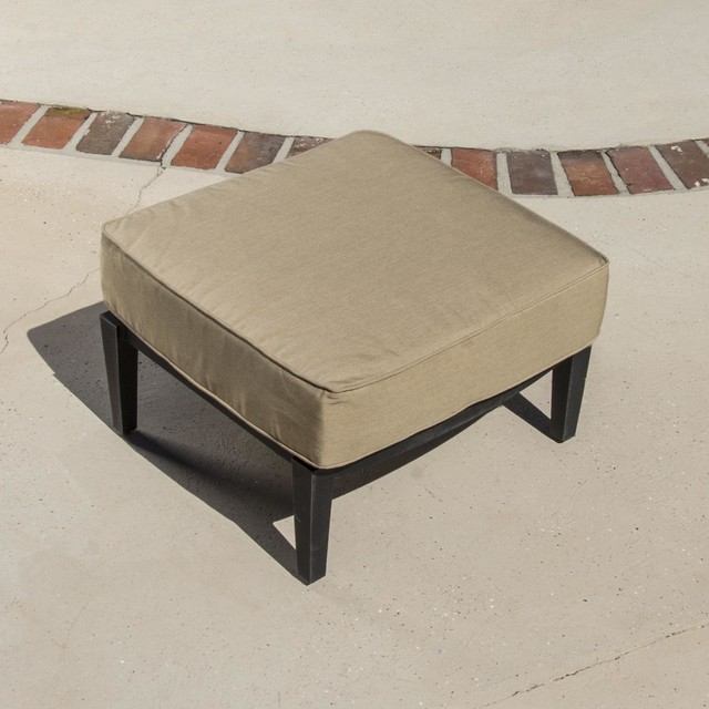 St. Charles Cast Aluminum Patio Ottoman Modern Outdoor Footstools