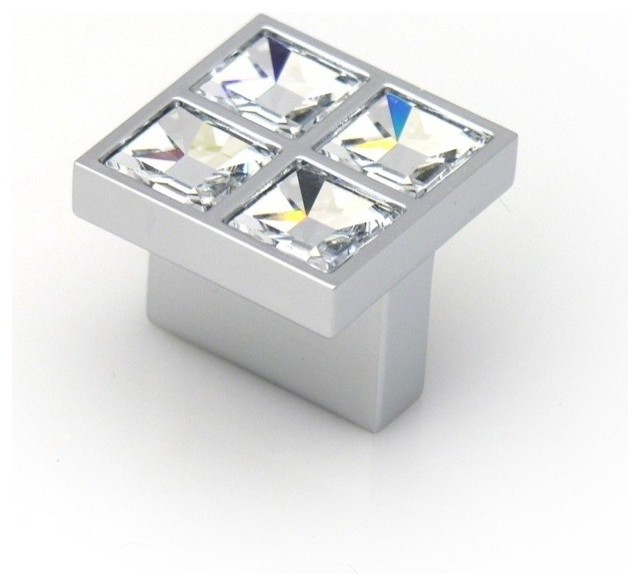 Swarovski Crystal Knob Axle Based by Topex, Chrome Contemporary