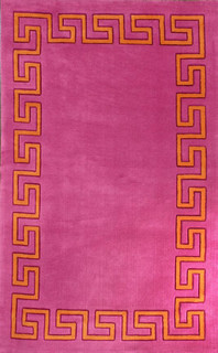 Greek Key Area Rug, Pink, 5