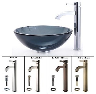 ... Black Glass Vessel Sink and Ramus Faucet Chrome modern-bathroom-sinks
