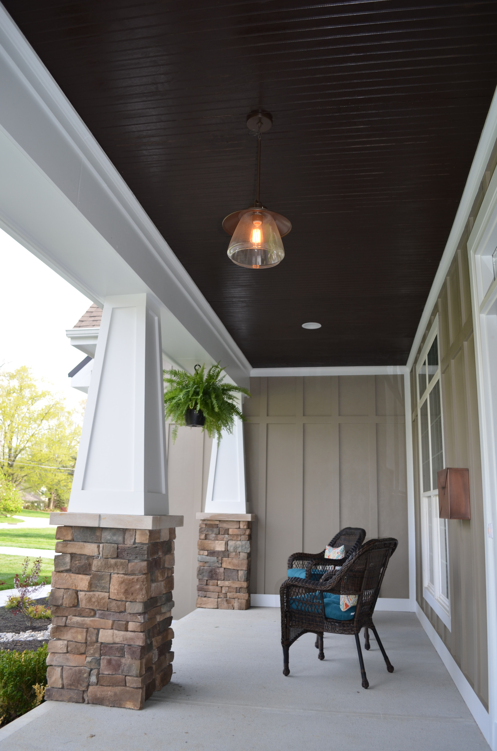 Dark Stained Beadboard Ceiling Shelly Lighting