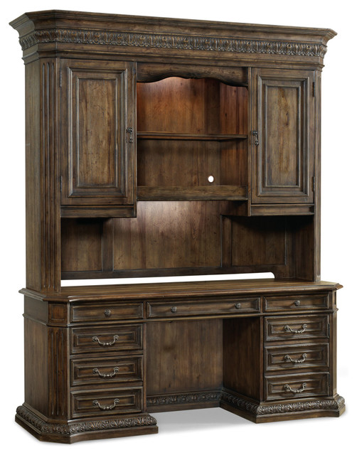 Hooker Rhapsody Computer Credenza with Hutch traditionaldesksand