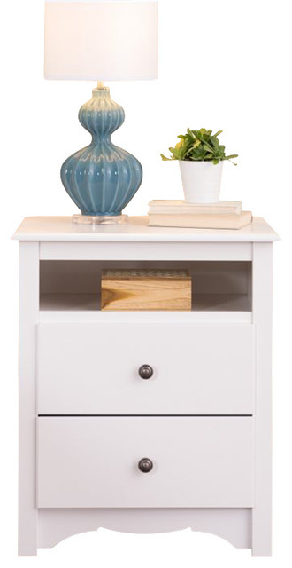 Prepac Monterey White Tall 2-Drawer Night Stand - Traditional