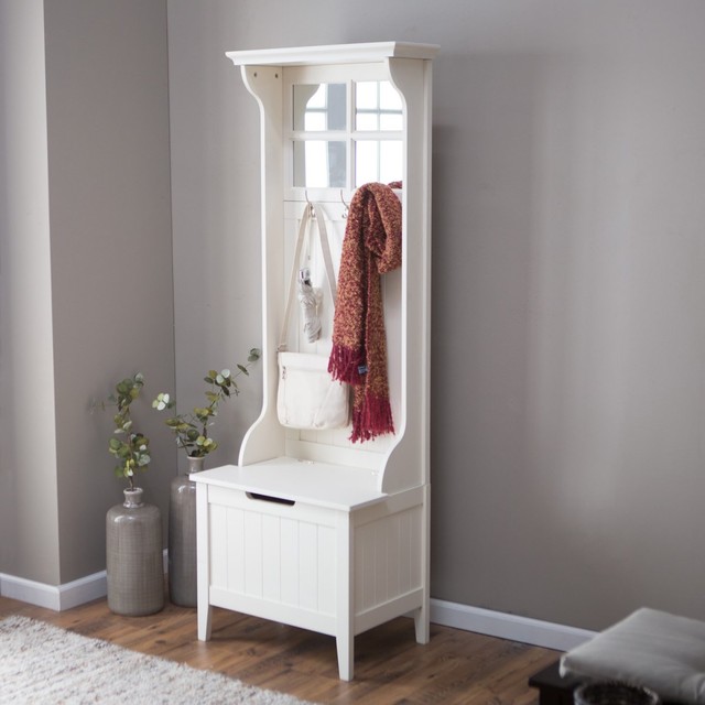 Richland Mini Hall Tree, Antique White Farmhouse Hall Trees by