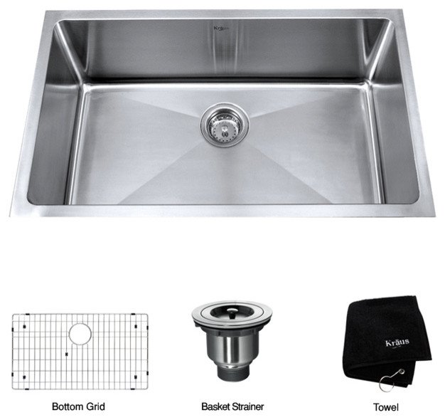 ... Single Bowl 16 gauge Stainless Steel Kitchen Sink modern-kitchen-sinks