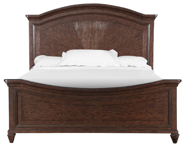 Halton Park Transitional Chestnut Brown Wood King Panel Bed