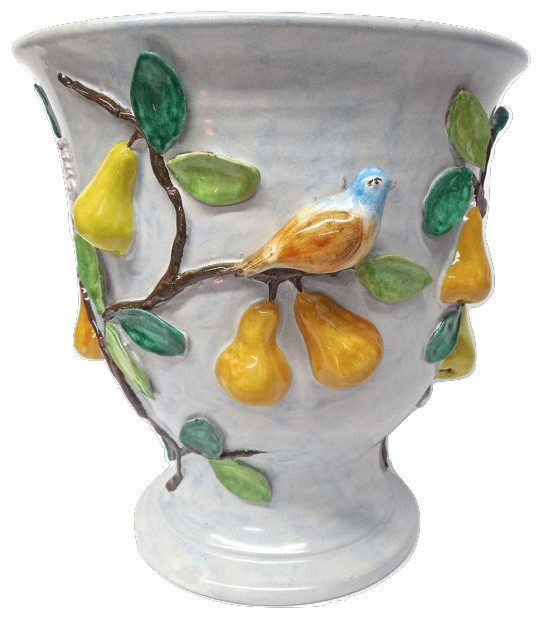 Tuscan Nd Dolfi Extra Large Footed Cachepot Planter With Birds And