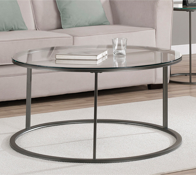 Round Glass Top Metal Coffee Table - Contemporary - Coffee Tables - by