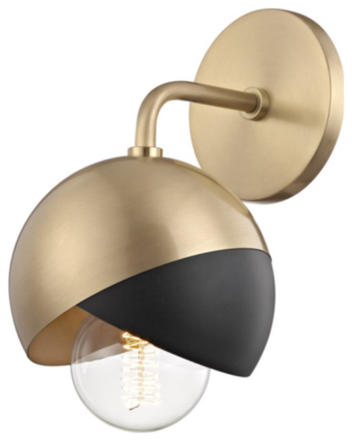 Mitzi Emma 1 LT Wall Sconce H168101 AGB BK Aged Brass Black