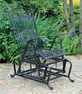 Iron Outdoor Single Patio Glider Chair Contemporary