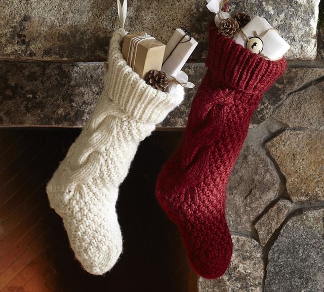 Chunky Knit Stocking Traditional Christmas Stockings And Holders