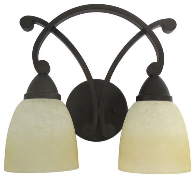 Tuscan Scavo Glass 2Light Vanity Fixture, Oil Rubbed Bronze