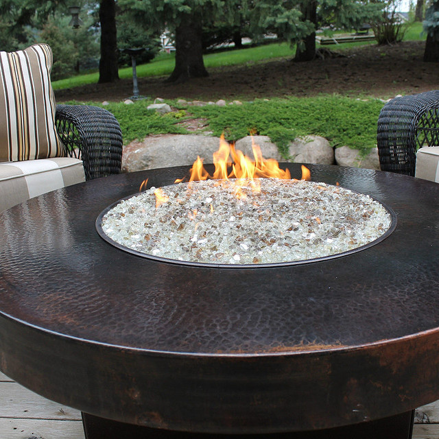 Oriflamme Round Hammered Copper Firepit 48" dia. Contemporary