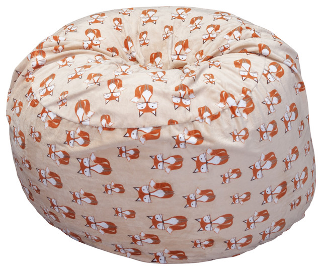 Ashley 3Ft Fox Pattern Fabric Bean Bag Chair Contemporary Bean Bag