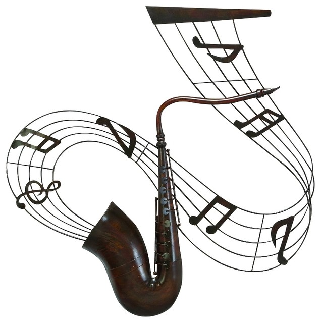 Music Instrument Saxophone Metal Wall Art Music Notes Decor 68054