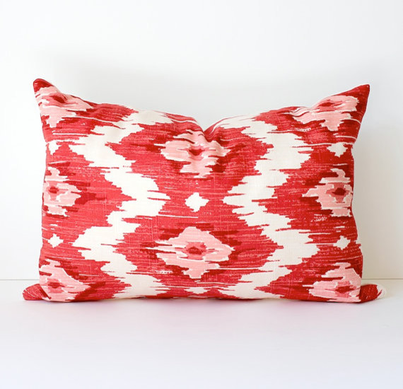 Ikat Modern Decorative Designer Lumbar Pillow by Whitlock & Co