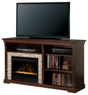 Edgewood Espresso Electric Fireplace Entertainment Center with Glass 