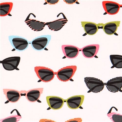 white Riley Blake sunglasses shades 'Glasses' fabric Novelty Fabric