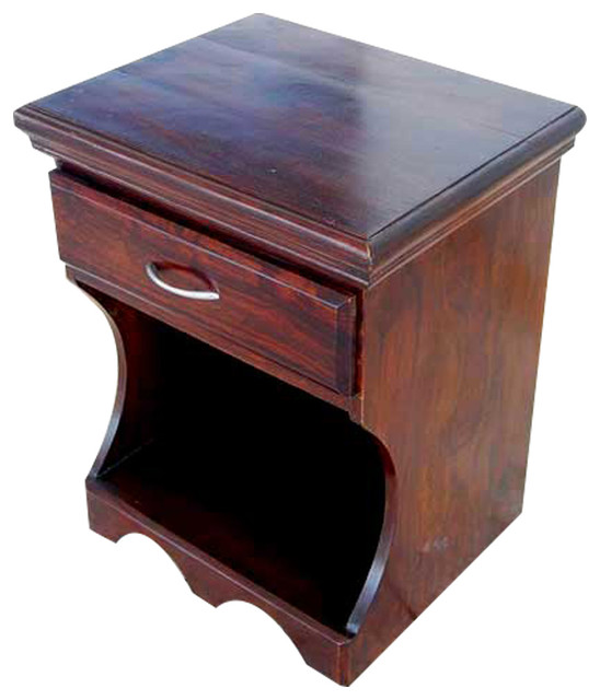 Solid Wood Storage Drawer Side End Table Magazine Rack Eclectic