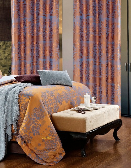 Hathor curtains and matching bed cover contemporary-bedroom