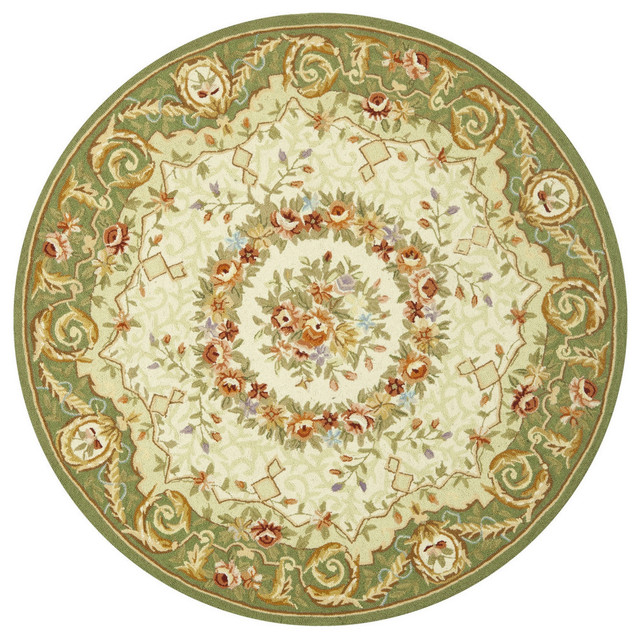 Safavieh Chelsea Country Round Rug in Ivory, Green 5'x5' Victorian