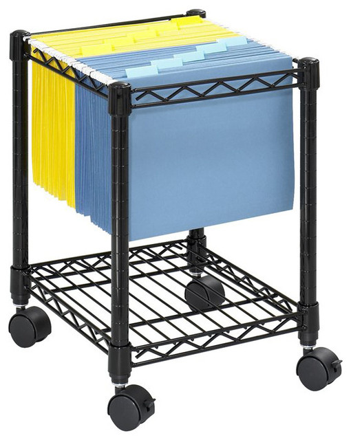 Safco Compact Metal Mobile File Cart in Black Transitional Office Carts And Stands by Cymax