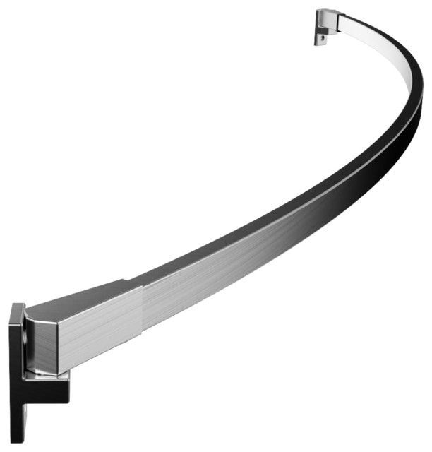 Curved Rectangular Shower Rod, Brushed Nickel Modern Shower Curtain