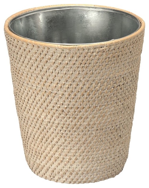 Laguna Rattan Wastebasket Tropical Wastebaskets by KOUBOO