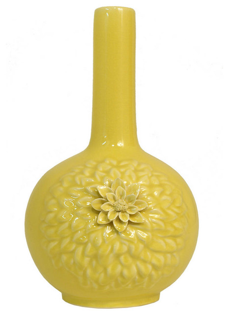 Attractive Yellow Color Ceramic Vase - Modern - Vases