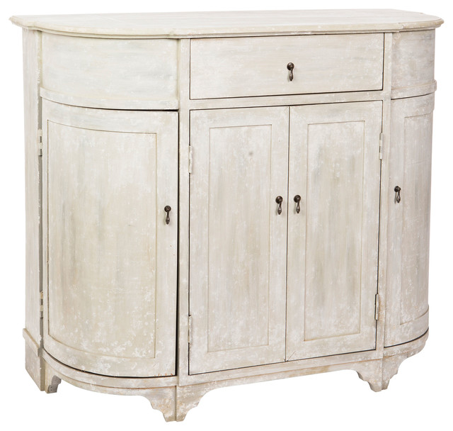 Brevard Coastal Beach Rustic White Oval Buffet Cabinet - Beach Style - Buffets And Sideboards ...