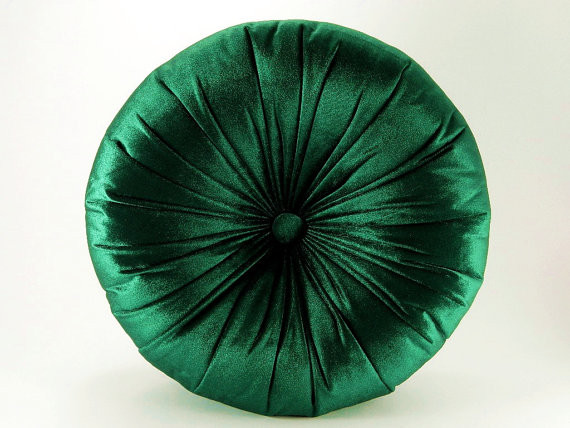 Emerald Silk Velvet Round Pillow by Original Boutique - Contemporary - Decorative Pillows - by Etsy