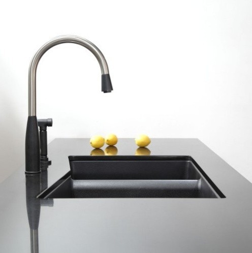 Kraus 33 inch Undermount 60/40 Double Bowl Black Onyx Granite Kitchen ...