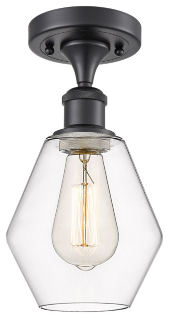 Ballston Cindyrella Light Semi Flush Mount Matte Black Clear Glass