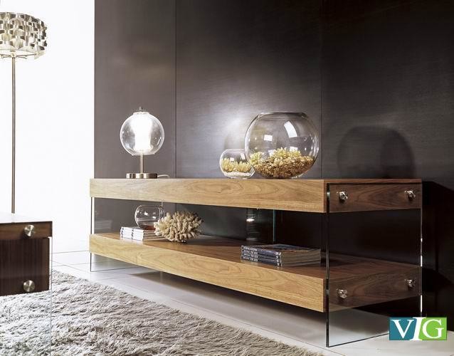 Modern Walnut Floating TV Stand