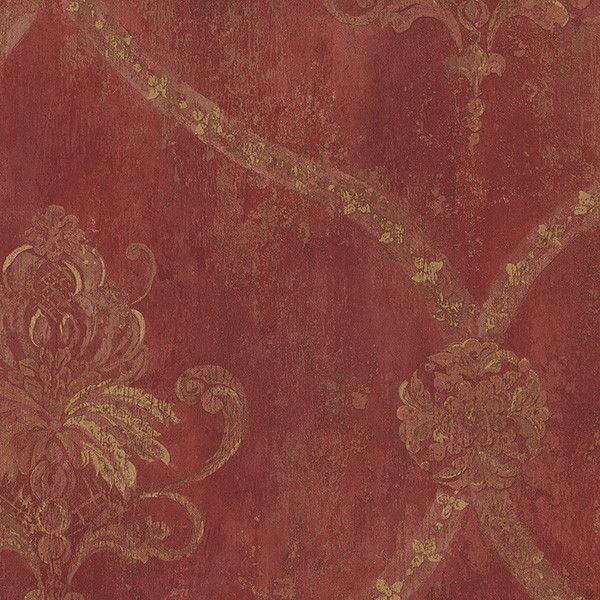 Large Damask in Red and Gold - CH22565 - Traditional - Wallpaper