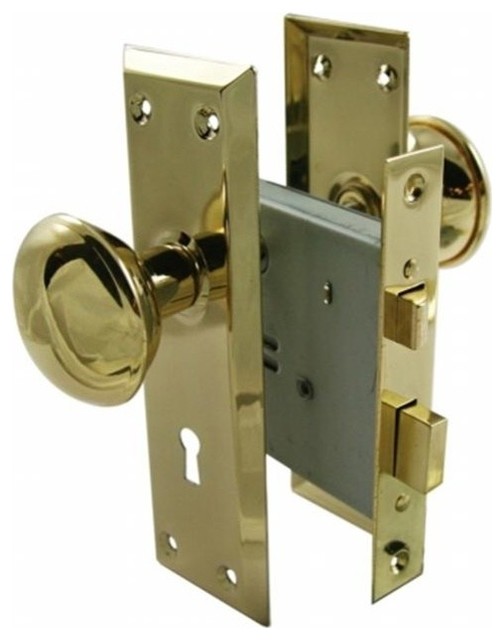Ultra 2.25in. Brass Old Time Mortise Interior Door Lock Set 44609