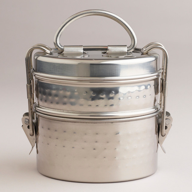 Hammered Metal Tiffin Lunch Box Traditional Lunch Boxes And Totes by Cost Plus World Market