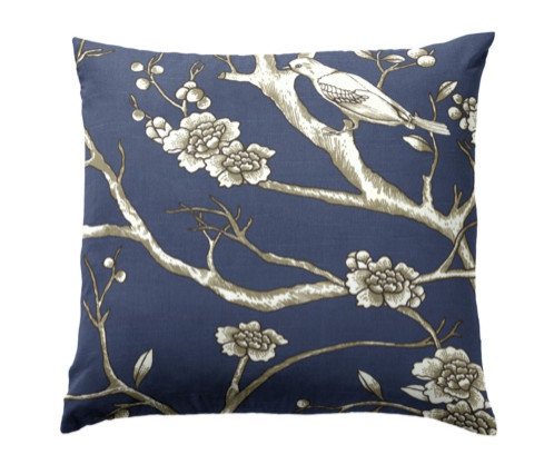 Bird & Branch Navy Throw Pillow - Contemporary - Decorative Pillows - new york - by Loom Decor