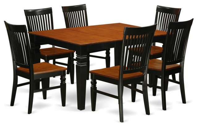 East West Furniture Weston Piece Wood Dining Set In Black Cherry