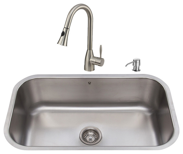 ... Stainless Steel Kitchen Sink, Faucet, Grid, Strainer modern-kitchen