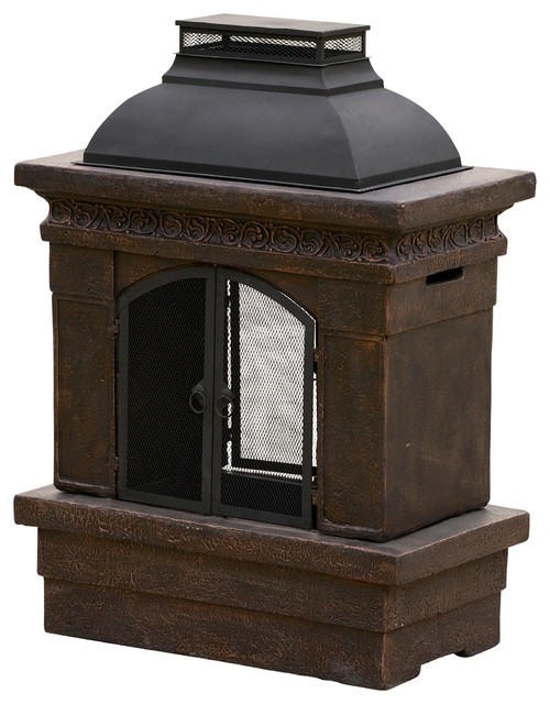 Charles Outdoor Chiminea Fireplace, Copper Contemporary Outdoor