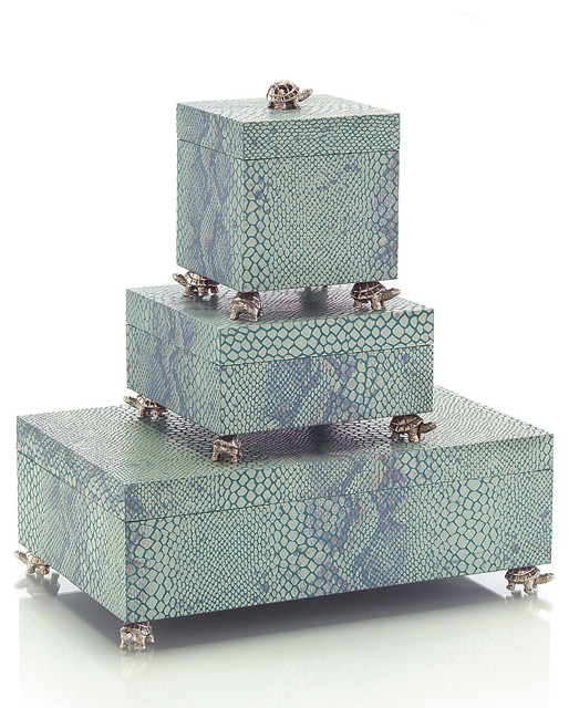 Stackable Boxes with Turtle Feet - Set of 3 - Transitional ...