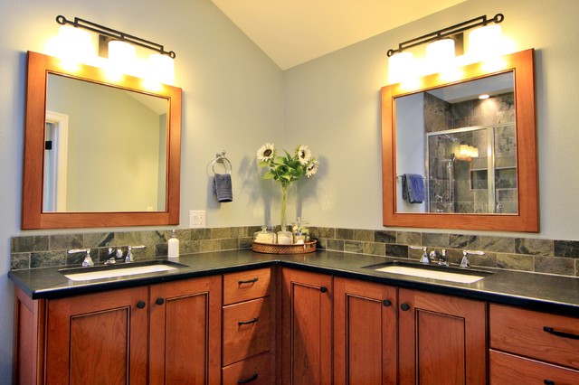 Double vanities. Corner pullout blind corner cabinet  Traditional  Bathroom  portland  by 