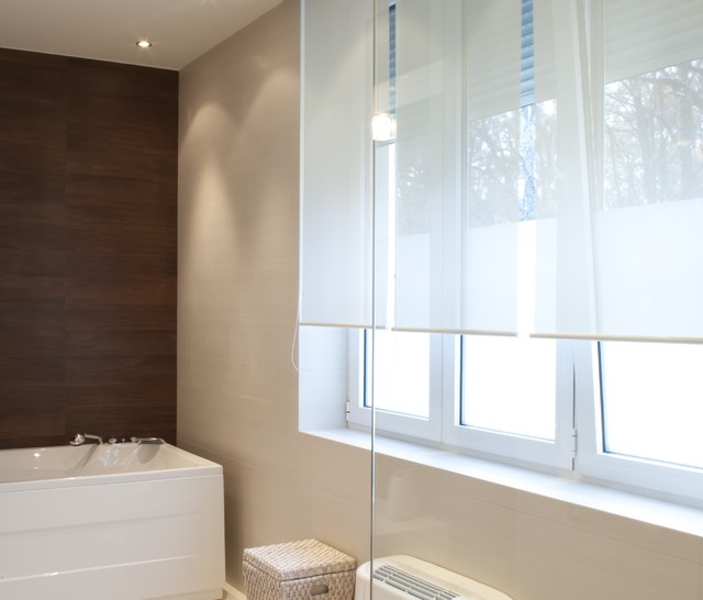 Solar Screen Shade Modern Bathroom Brown & White Modern